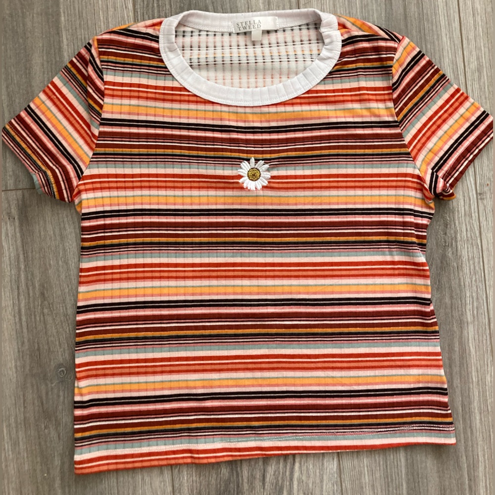 Multi Colored Striped Stella Tweed Shirt size small